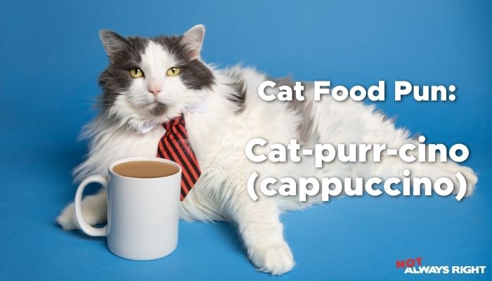Cat Food Pun - Cat-purr-cino (cappuccino)