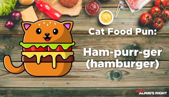 Cat Food Pun - Ham-purr-ger (hamburger)